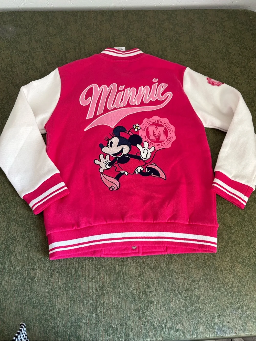Disney Kids Pink and White Varsity Puffer Jacket